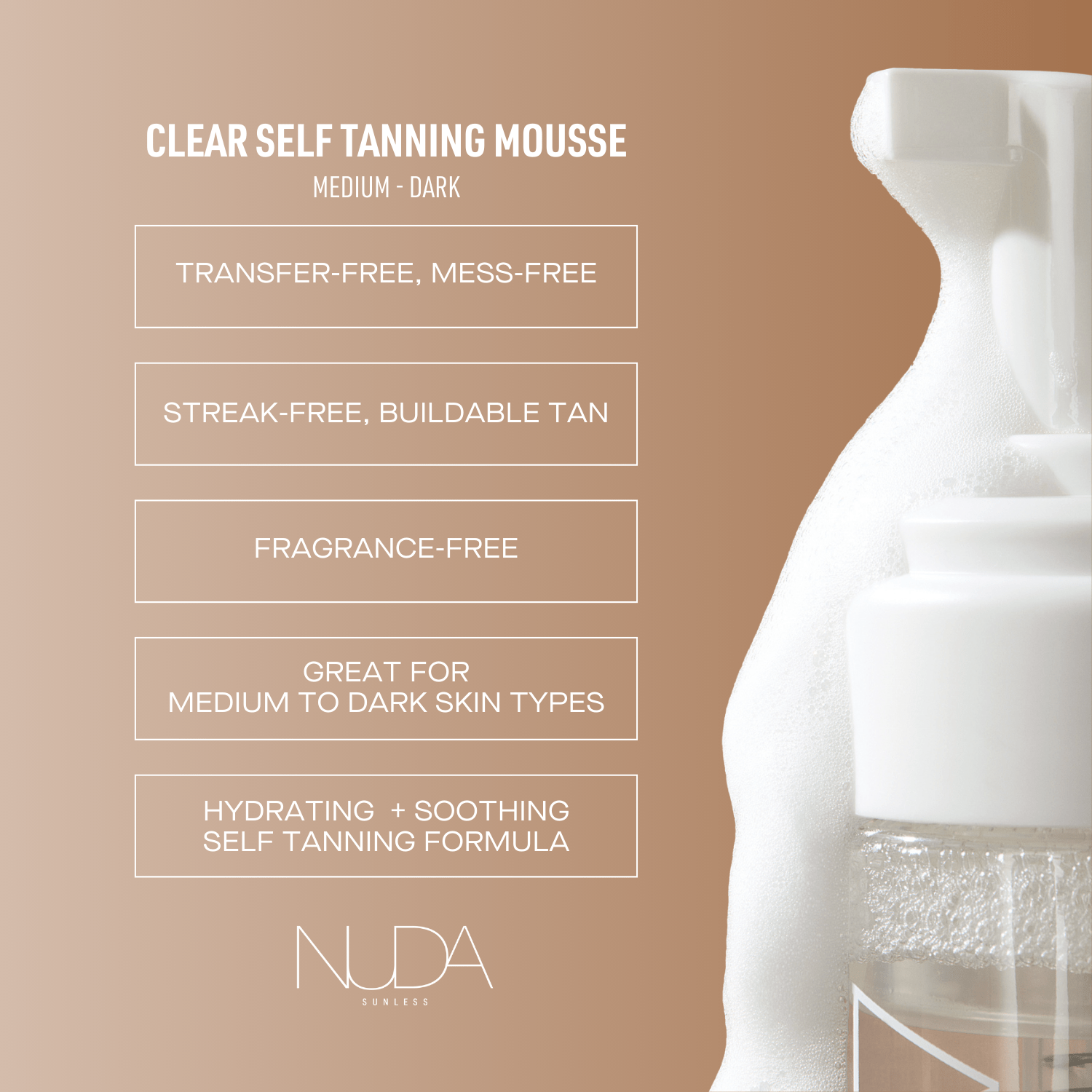 Nuda Self Tanning Water Mousse Medium to Dark (French)