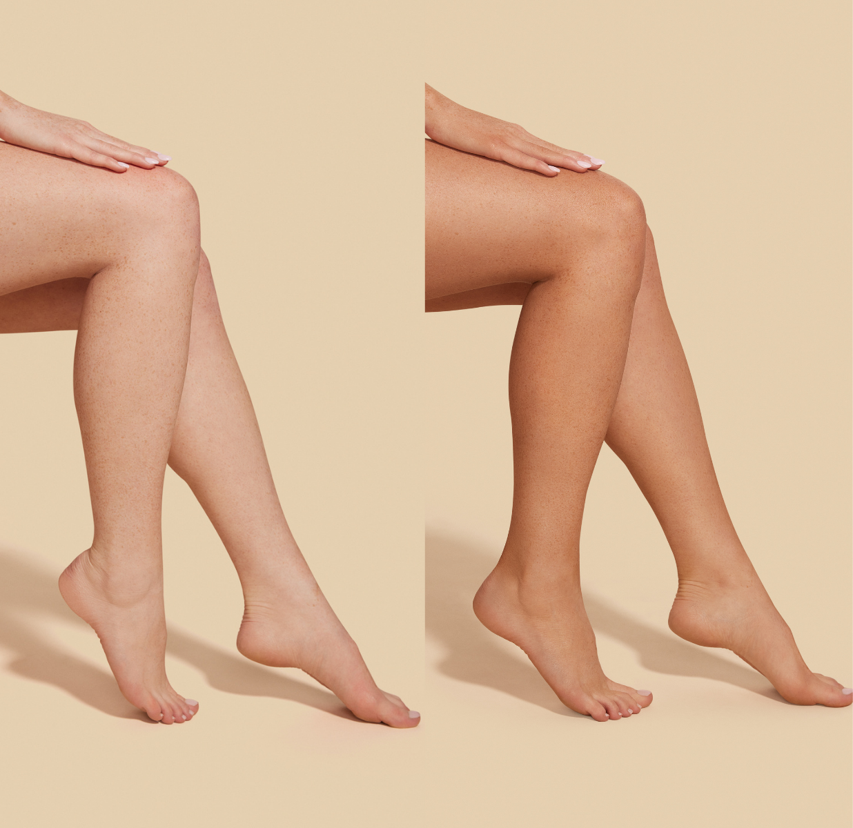 Nuda Self Tanning Mousse Medium Before After 2