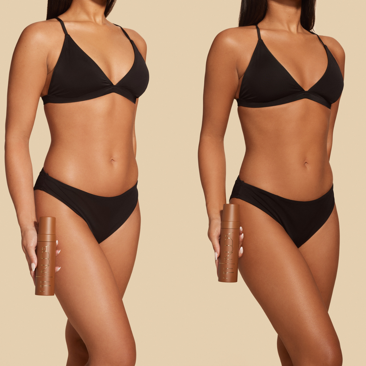 Nuda Self Tanning Mousse Ultra Dark Before After