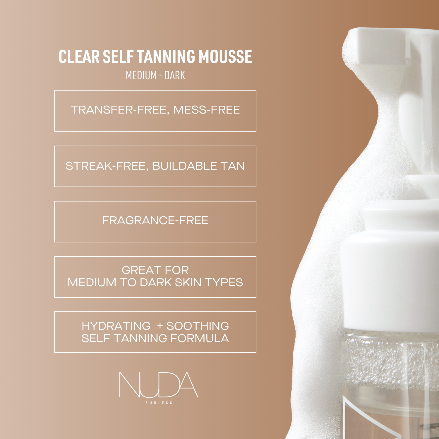 Nuda Self Tanning Water Mousse Medium to Dark (French)