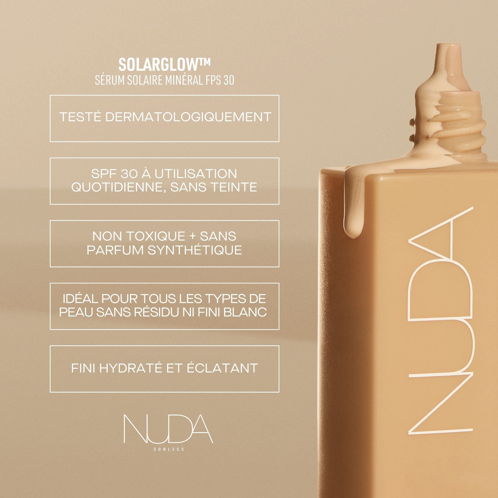 Nuda Solarglow Mineral Serum Sunscreen SPF 30 (French)